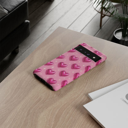 Pink Heart Pattern Phone Case | Tough Protective Case for Iphone, Samsung Galaxy and Pixel