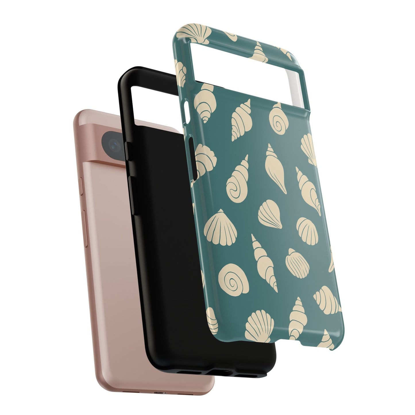 Seashell Pattern Phone Case | Teal Coastal Shells Tough Case for Iphone, Samsung Galaxy and Pixel