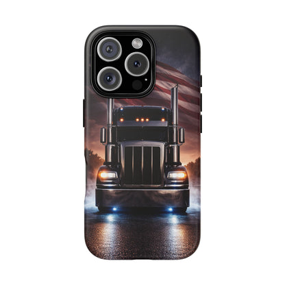 Semi Truck Phone Case American Flag Big Rig Trucker Gift iPhone Samsung