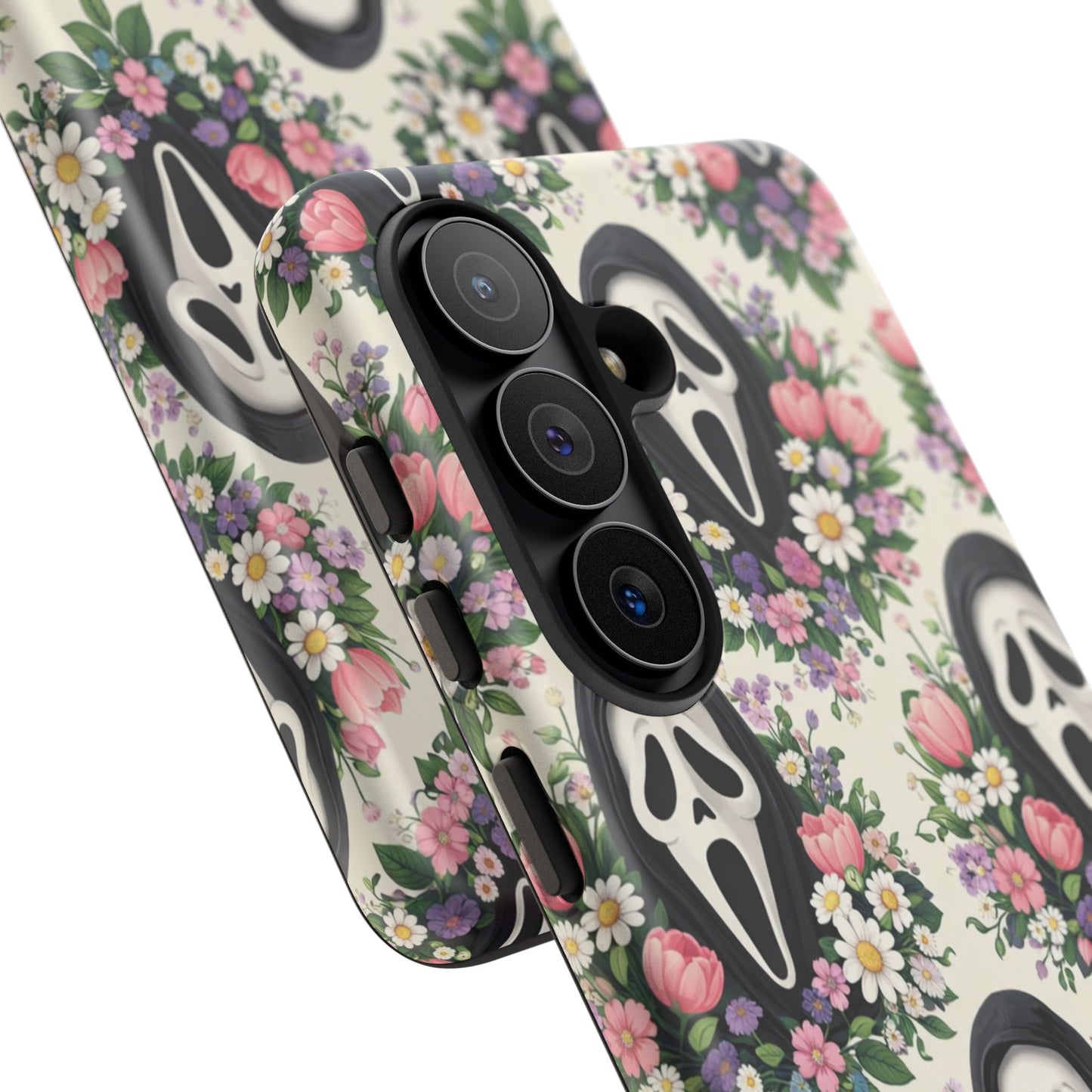 Floral Ghost Face Aesthetic Phone Case – Cute Spooky Tough Cover