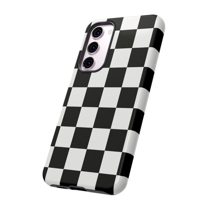 Black & White Checkerboard Phone Case – Classic Aesthetic Tough Protective Case