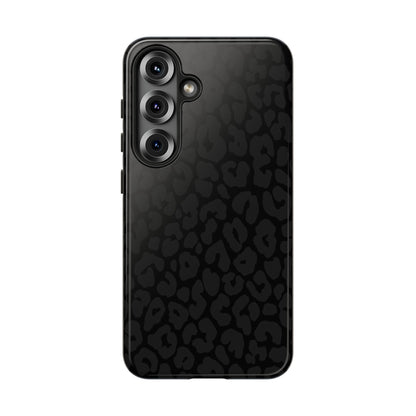 Black Leopard Phone Case | Black on Black Leopard Print Tough iPhone & Samsung Case | Matte or Glossy Protective Cover