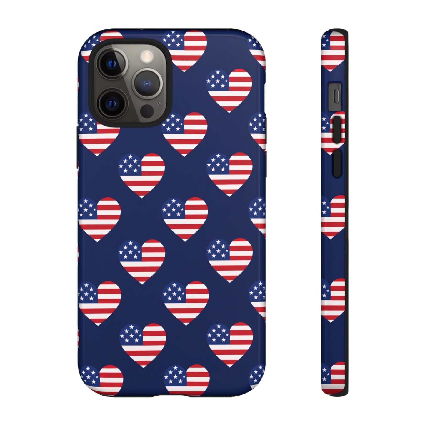 Patriotic American Flag Heart Phone Case – Tough Shockproof, USA Stars & Stripes for Iphone, Samsung Galaxy and Pixel
