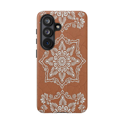 Talavera Terracotta Phone Case | Mexican Floral Pattern iPhone & Samsung Tough Case | Boho Clay Aesthetic Cover