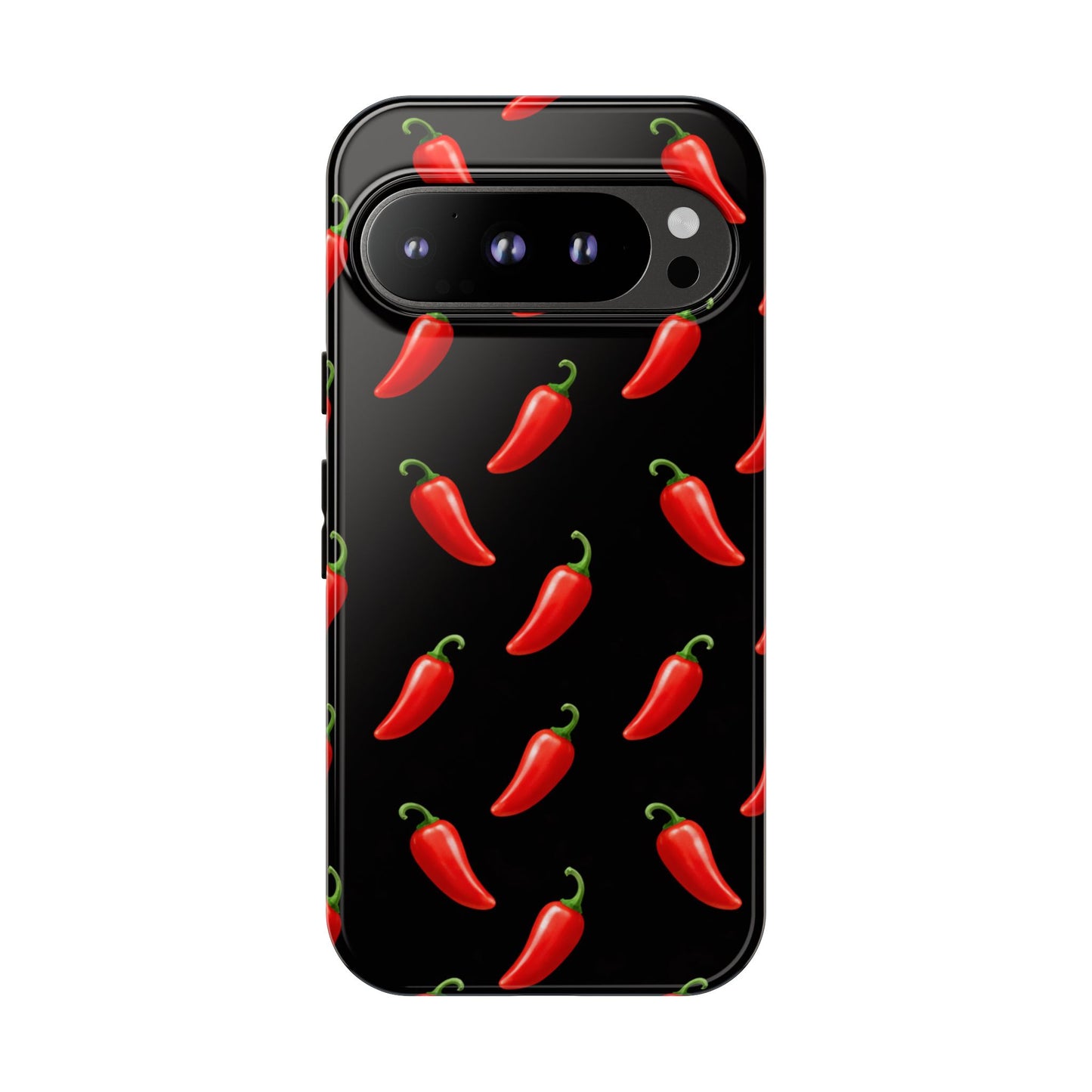 Spicy Chili Pepper Phone Case – Black Cute Hot Pepper Tough Cover for Iphone, Samsung Galaxy and Pixel