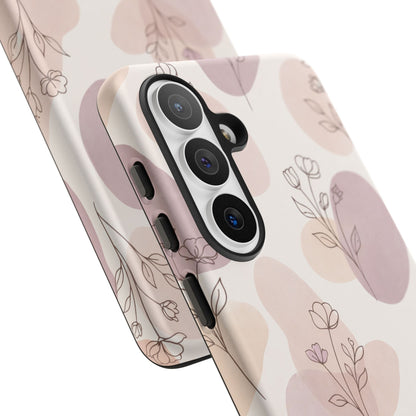 Blush Floral Phone Case Neutral Botanical Watercolor Tough Cover