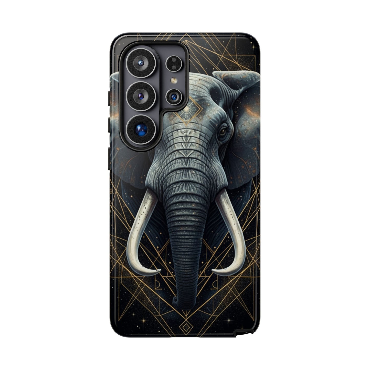 Elephant Mandala Phone Case – Black and Gold Spiritual Elephant Tough Protective Case
