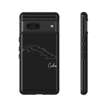 Cuba Outline Phone Case – Minimal Country Map Tough Case (iPhone, Samsung, Pixel)