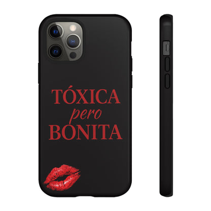 Toxica Pero Bonita Phone Case, Latina Quote Case, Red Lips Aesthetic, Spanish Saying Case, Trendy Tough Cover