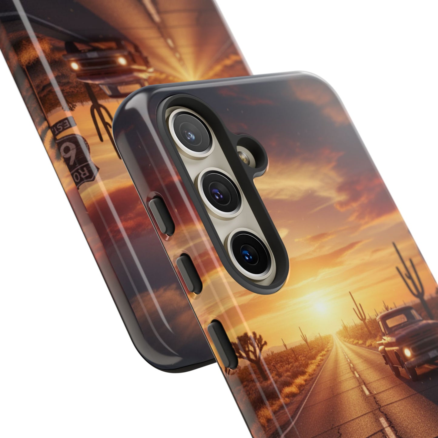 Route 66 Sunset Desert Highway Phone Case – Road Trip Travel Aesthetic Tough Case