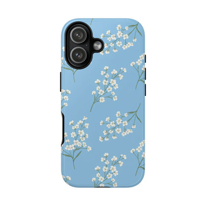 Baby’s Breath Floral Phone Case – Blue Minimal Flower Aesthetic Tough Case