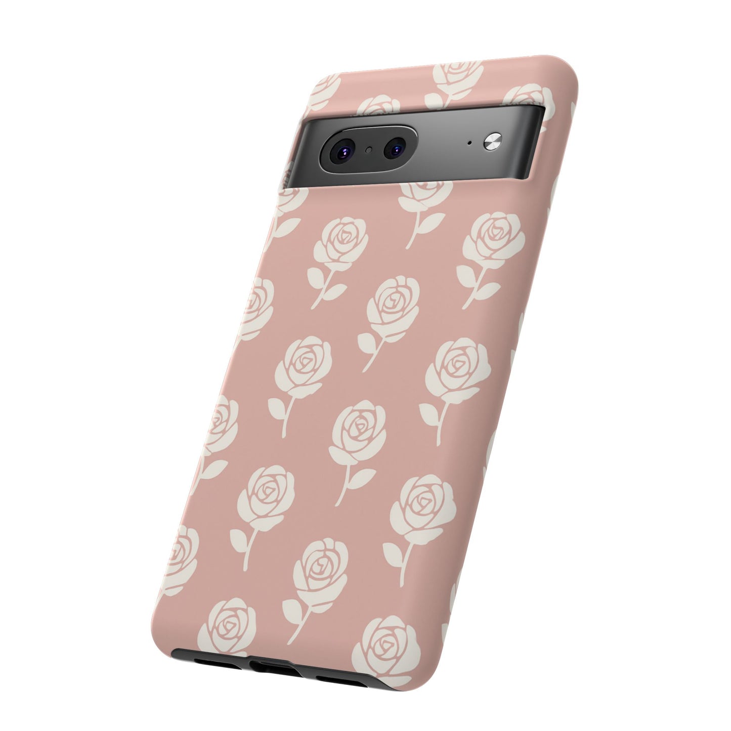 White Rose Pattern Tough Phone Case | Elegant Floral Aesthetic Case for Iphone, Samsung Galaxy and Pixel