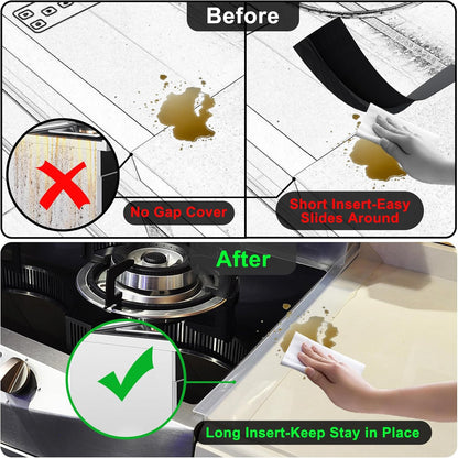 Silicone Stove Counter Gap Cover Kitchen Counter Gap Filler Transparent 25" Long Gap Filler Sealing Spills between Kitchen Appliances Washing Machine and Stovetop, Set of 2 (Clear)