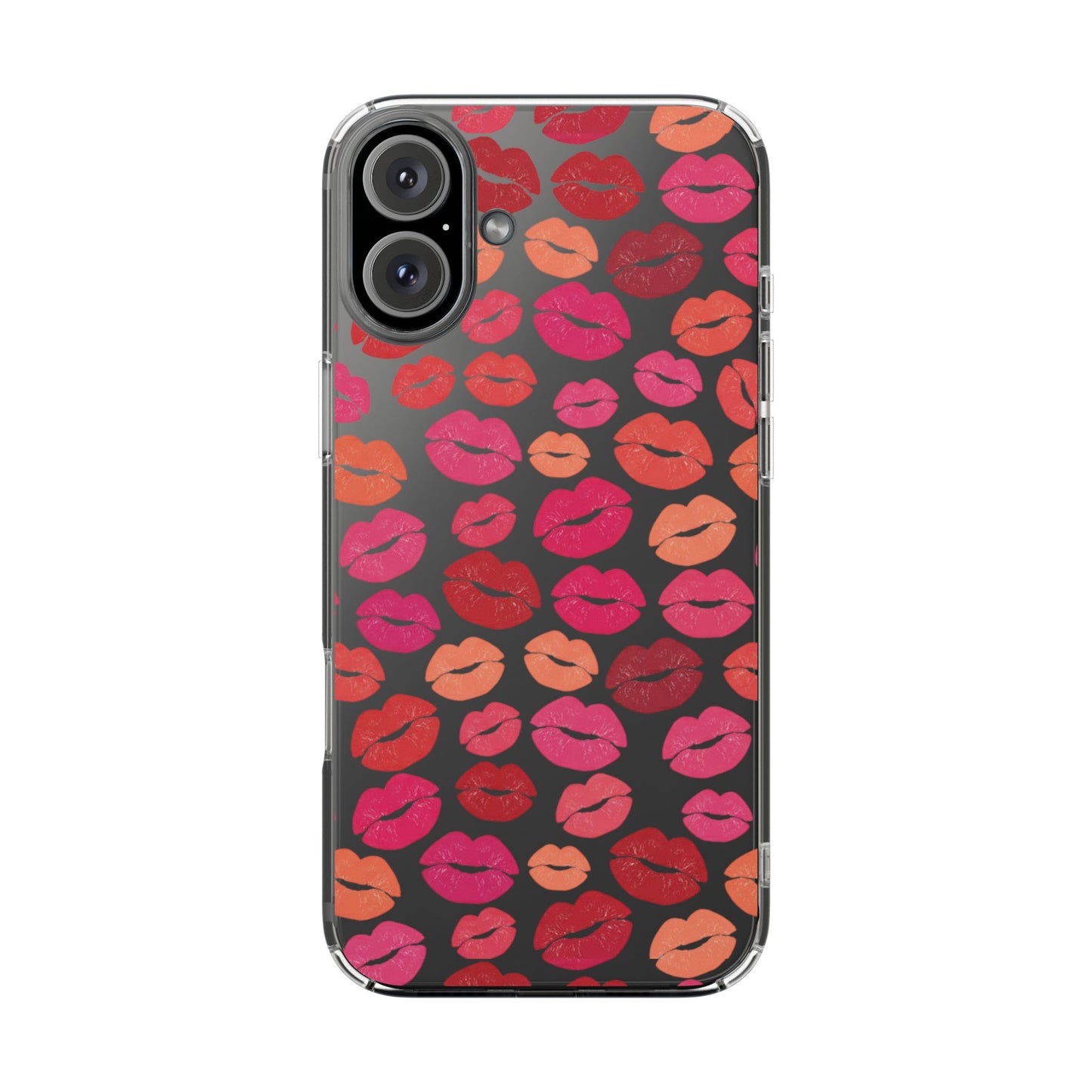 Kiss Print Clear Phone Case | Red Lip Pattern Impact-Resistant Case