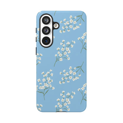 Baby’s Breath Floral Phone Case – Blue Minimal Flower Aesthetic Tough Case