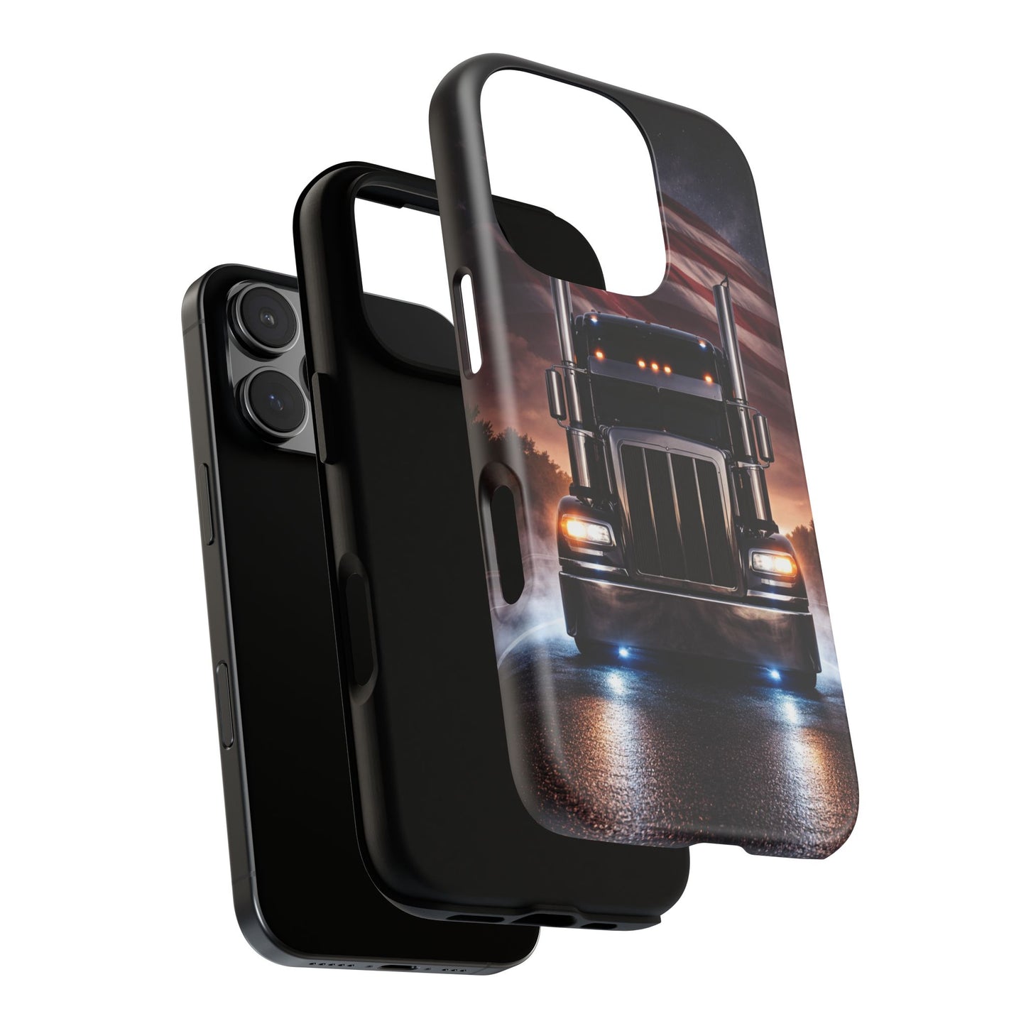 Semi Truck Phone Case American Flag Big Rig Trucker Gift iPhone Samsung