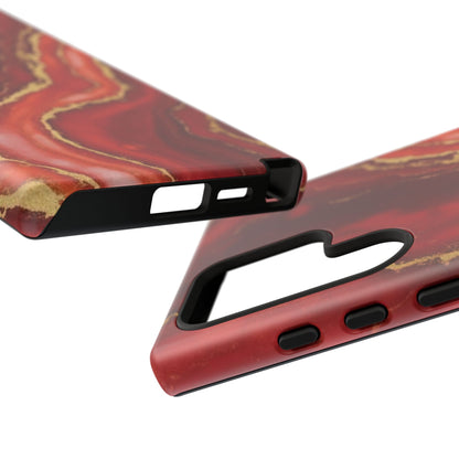 Red Agate Marble Phone Case – Gold Vein Luxury Stone Tough Case (iPhone, Samsung, Pixel)