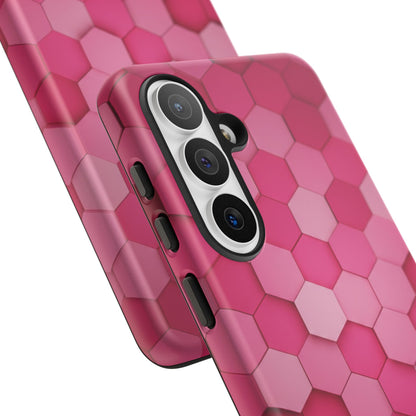 Hot Pink Hexagon Phone Case | Honeycomb Geometric Aesthetic | Cute Pink iPhone & Samsung Tough Protective Case