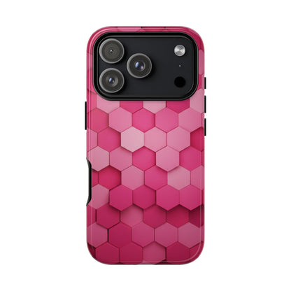 Hot Pink Hexagon Phone Case | Honeycomb Geometric Aesthetic | Cute Pink iPhone & Samsung Tough Protective Case