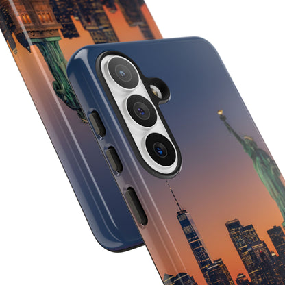 Statue of Liberty Sunset Phone Case – New York City Skyline Travel Aesthetic Tough Case