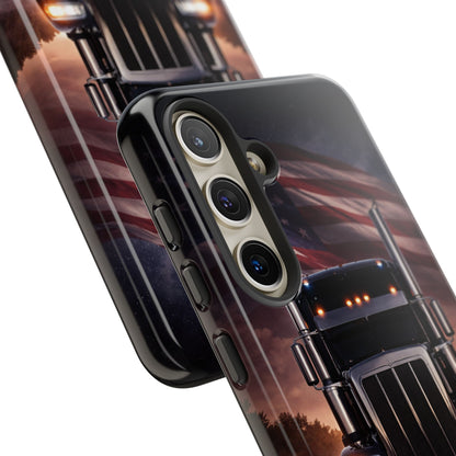 Semi Truck Phone Case American Flag Big Rig Trucker Gift iPhone Samsung