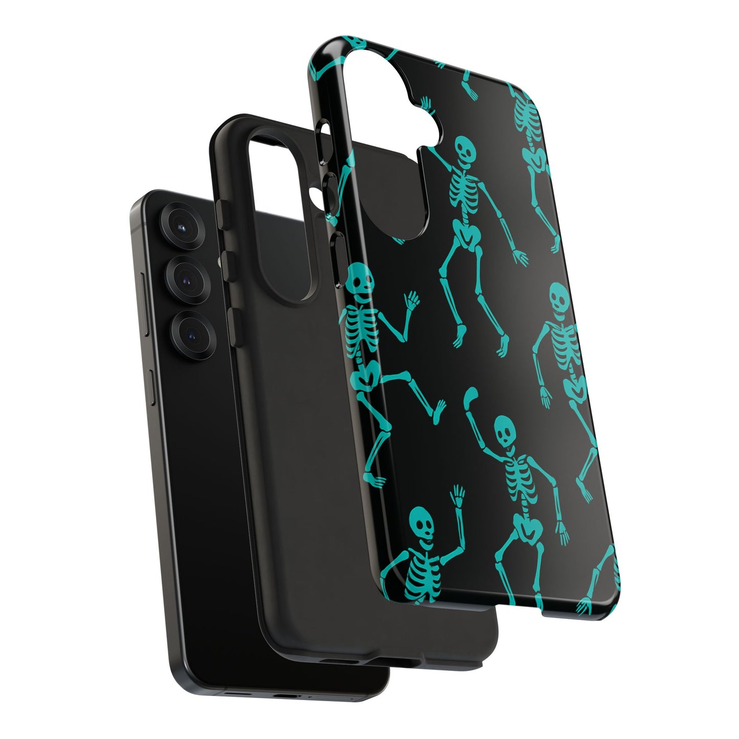 Dancing Teal Skeletons Phone Case | Tough Protective Case for Iphone, Samsung Galaxy and Pixel