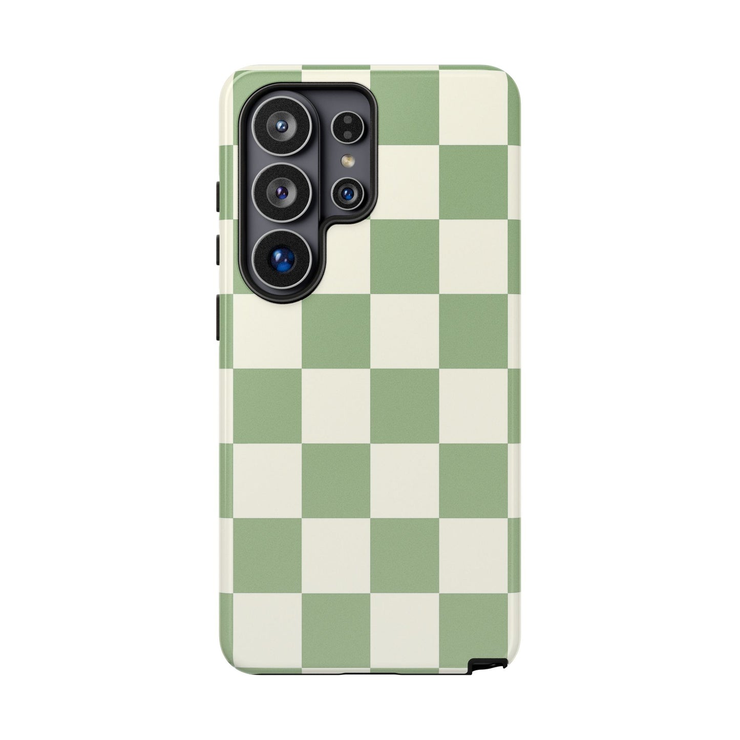 Sage Green Checkerboard Phone Case | Minimal Aesthetic Checkered iPhone & Samsung Tough Case