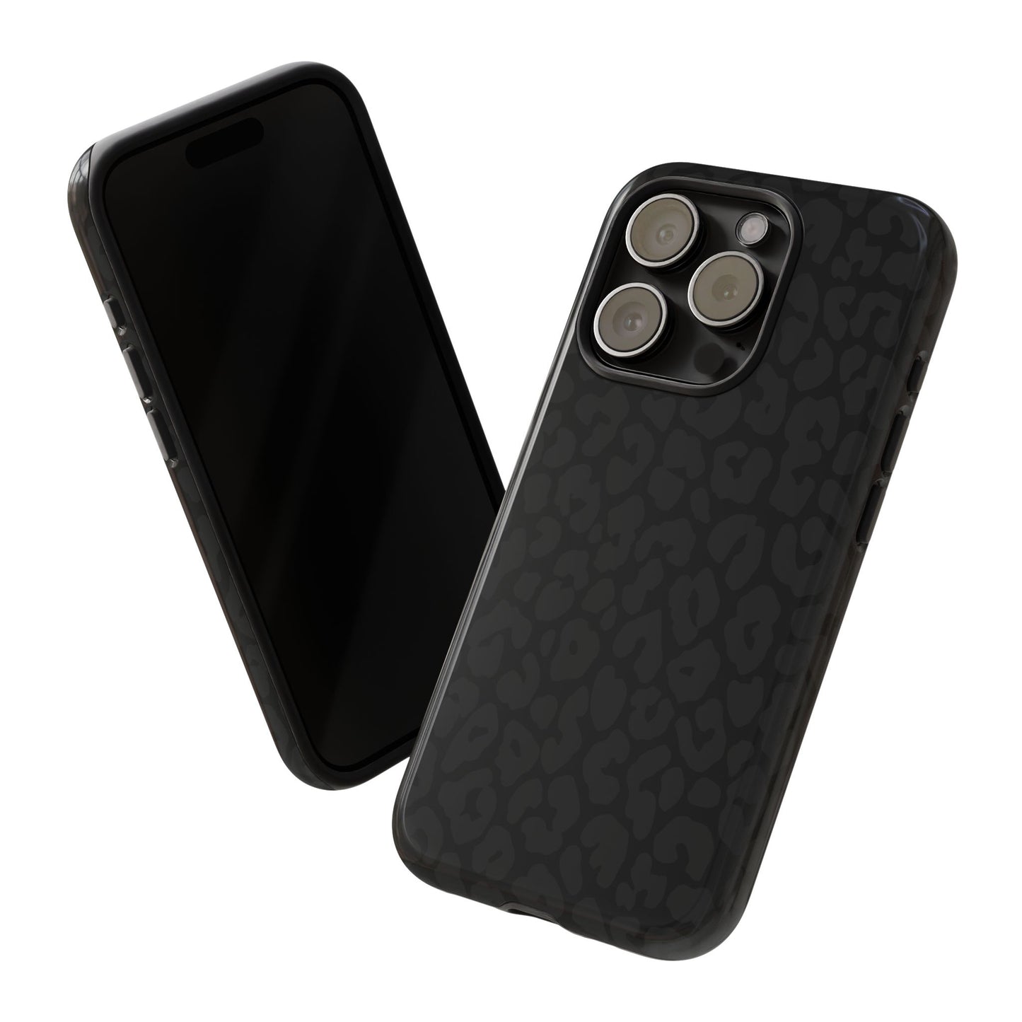 Black Leopard Phone Case | Black on Black Leopard Print Tough iPhone & Samsung Case | Matte or Glossy Protective Cover