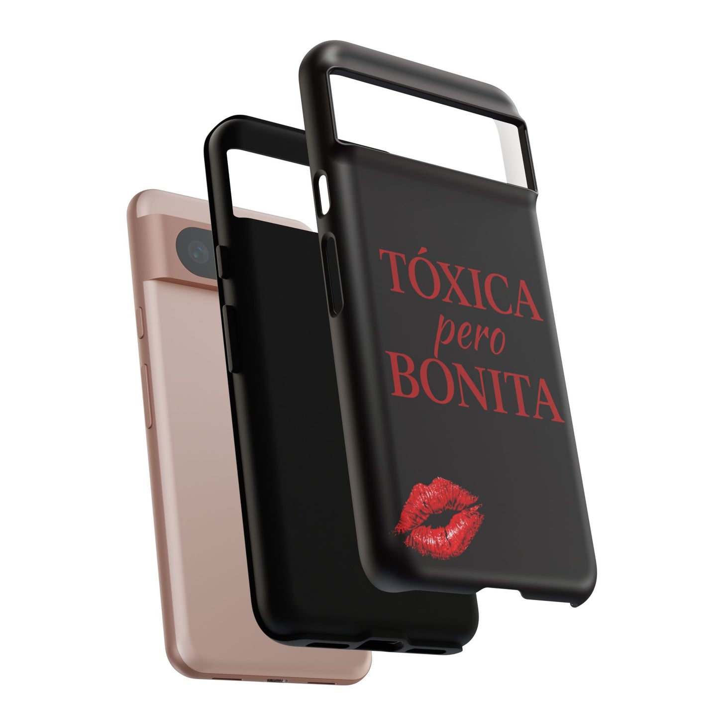 Toxica Pero Bonita Phone Case, Latina Quote Case, Red Lips Aesthetic, Spanish Saying Case, Trendy Tough Cover