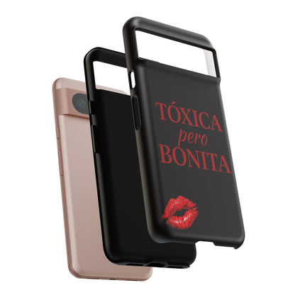 Toxica Pero Bonita Phone Case, Latina Quote Case, Red Lips Aesthetic, Spanish Saying Case, Trendy Tough Cover