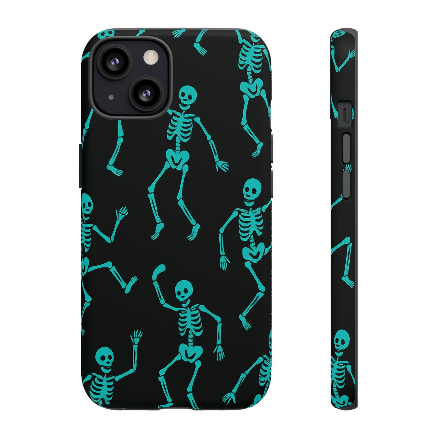 Dancing Teal Skeletons Phone Case | Tough Protective Case for Iphone, Samsung Galaxy and Pixel