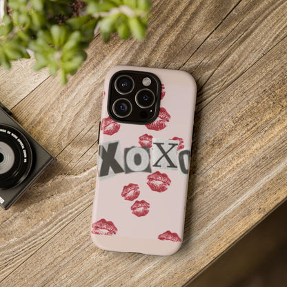 XOXO Kiss Print Phone Case | Coquette Valentine Aesthetic | Cute Pink Lipstick Kiss Tough Case for iPhone & Samsung