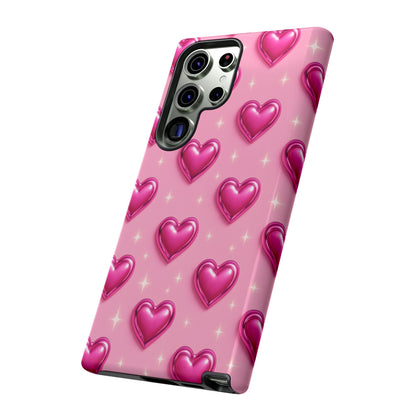 Pink Heart Pattern Phone Case | Tough Protective Case for Iphone, Samsung Galaxy and Pixel