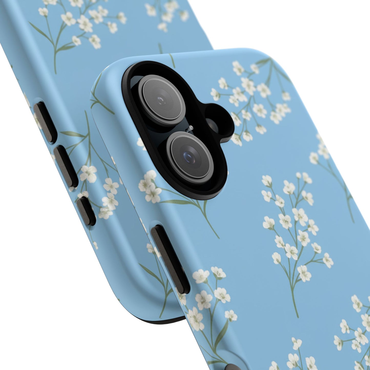 Baby’s Breath Floral Phone Case – Blue Minimal Flower Aesthetic Tough Case