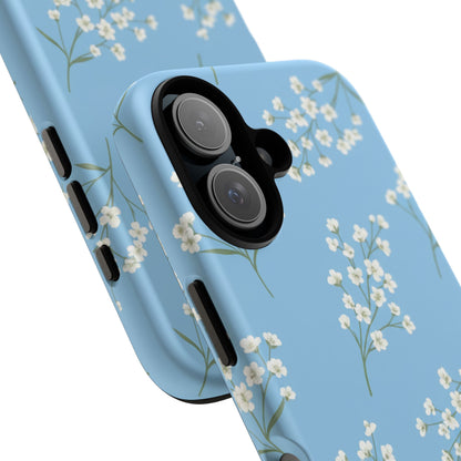 Baby’s Breath Floral Phone Case – Blue Minimal Flower Aesthetic Tough Case