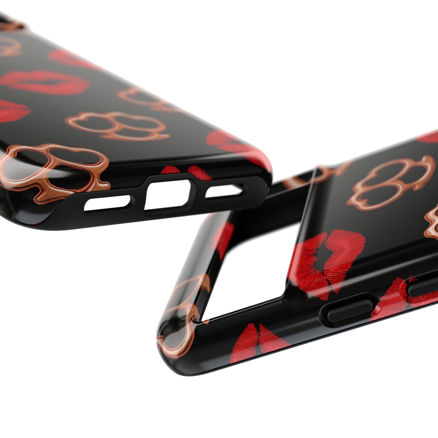 Red Lipstick & Knuckle Duster Phone Case | Bold Kiss Print Tough Protective Cover for Iphone, Samsung Galaxy and Pixel