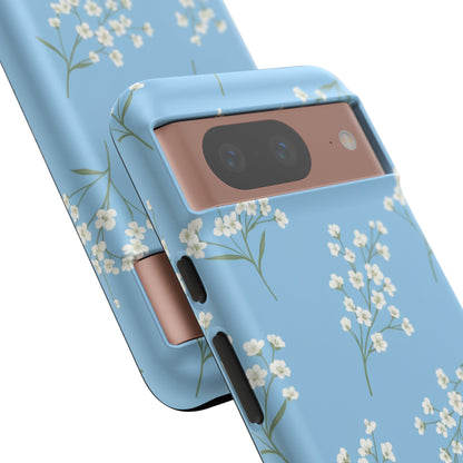 Baby’s Breath Floral Phone Case – Blue Minimal Flower Aesthetic Tough Case