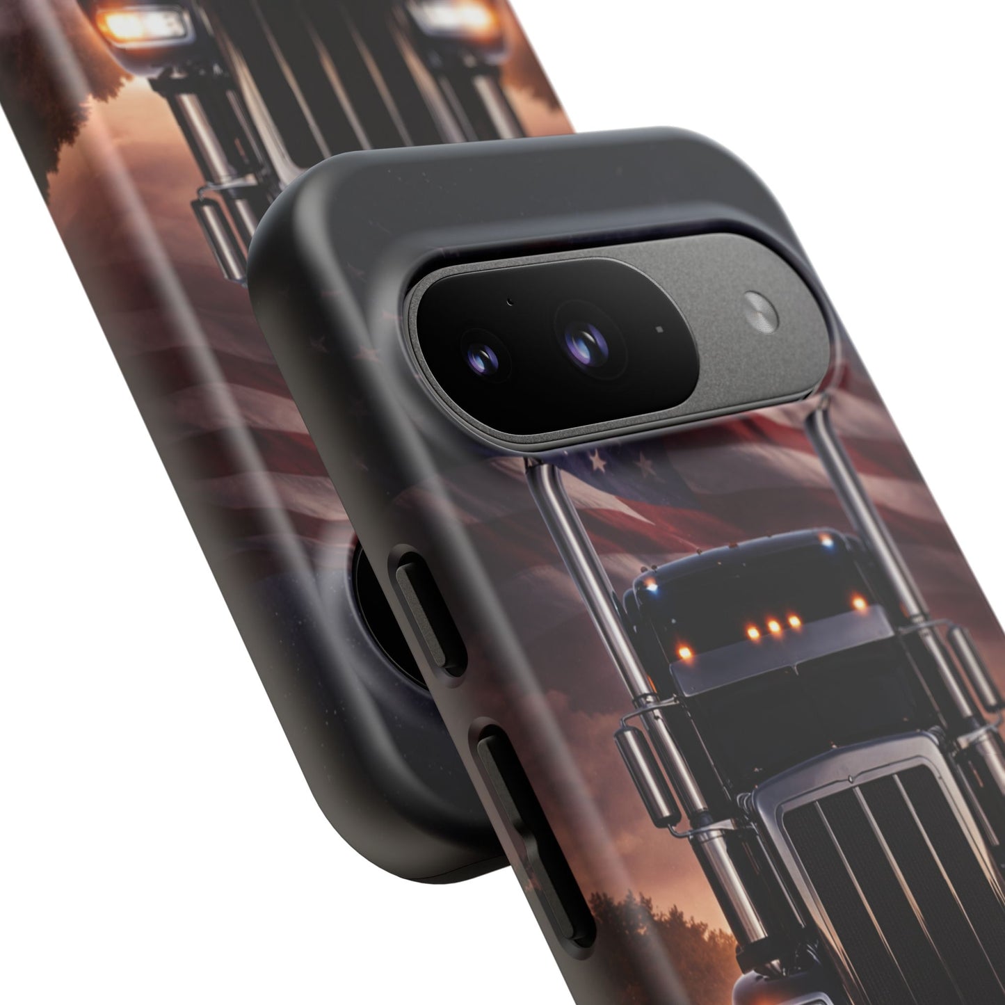 Semi Truck Phone Case American Flag Big Rig Trucker Gift iPhone Samsung