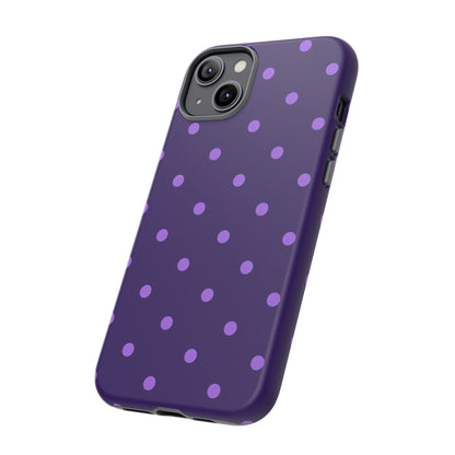 Purple Polka Dot Tough Phone Case – Cute Stylish Durable Protective Cover for Iphone, Samsung Galaxy and Pixel