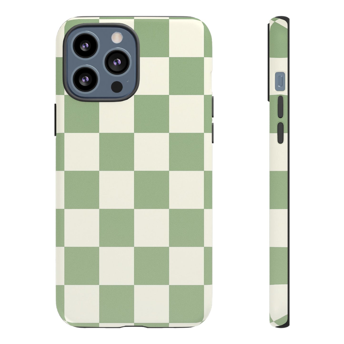 Sage Green Checkerboard Phone Case | Minimal Aesthetic Checkered iPhone & Samsung Tough Case