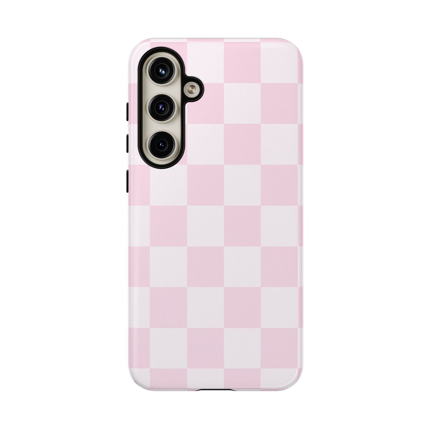 Light Pink Checkerboard Phone Case | Pastel Aesthetic Checkered iPhone & Samsung Tough Case