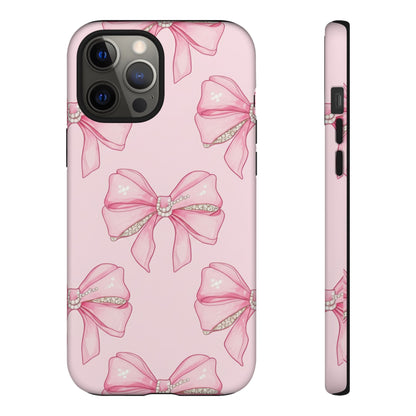 Pink Bow Pattern Phone Case | Coquette Aesthetic Tough Protective Case