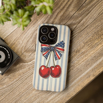 Patriotic Cherry Phone Case Americana Coquette Aesthetic iPhone Samsung