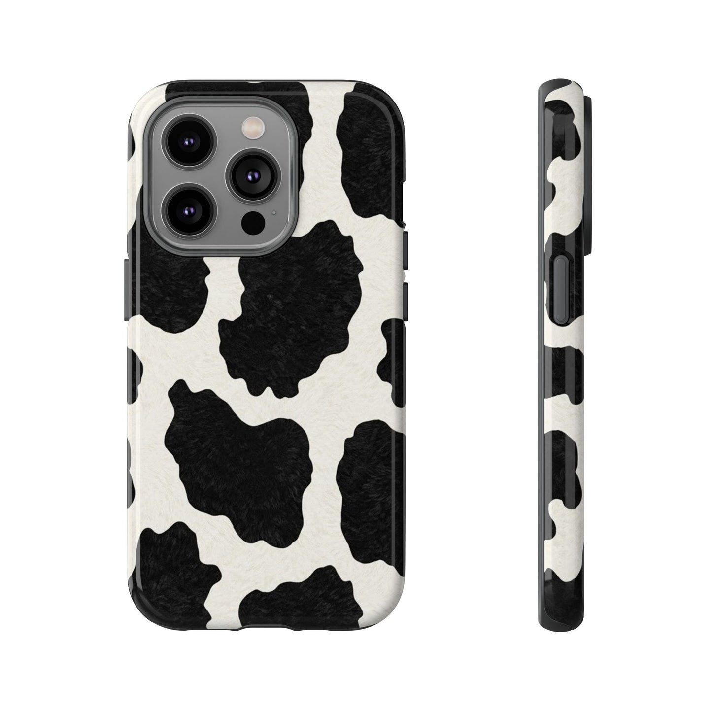 Black & White Cow Print Phone Case | Western Aesthetic iPhone & Samsung Tough Case