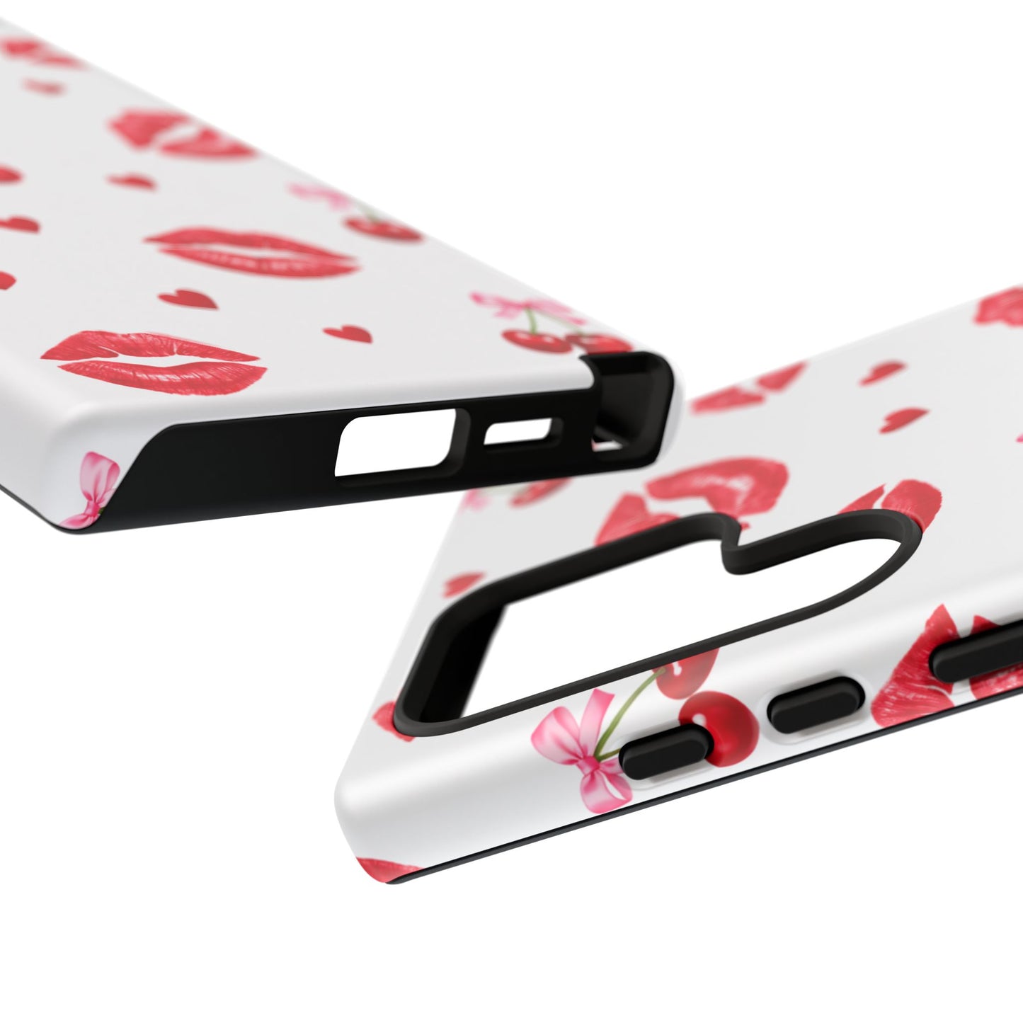 Red Lips & Cherry Phone Case – Y2K Retro Aesthetic Tough Cover