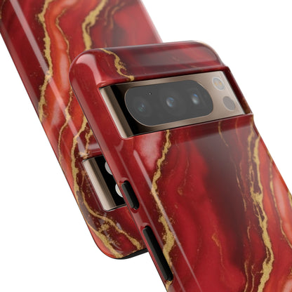Red Agate Marble Phone Case – Gold Vein Luxury Stone Tough Case (iPhone, Samsung, Pixel)