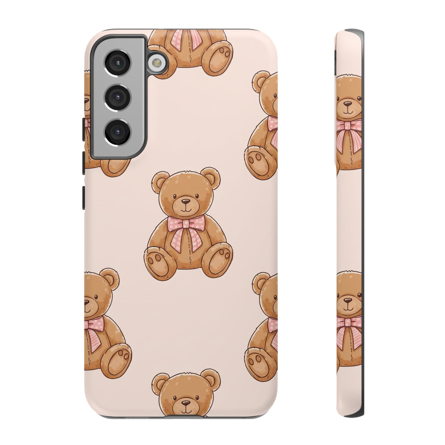 Teddy Bear Phone Case | Cute Coquette Aesthetic Pink Bear Pattern Case | Kawaii Soft Girl iPhone & Samsung Tough Protective Case