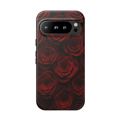Dark Red Rose Phone Case – Gothic Floral Tough Case (iPhone, Samsung, Pixel)