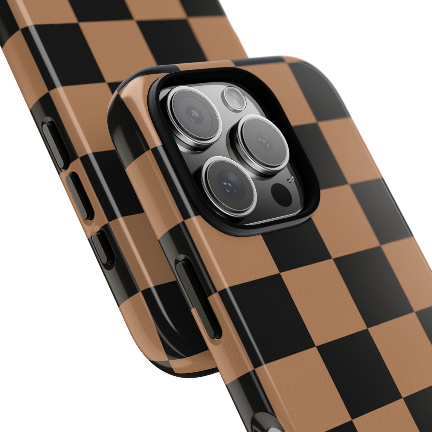 Brown Checkered Phone Case | Aesthetic Checkerboard iPhone & Samsung Tough Case