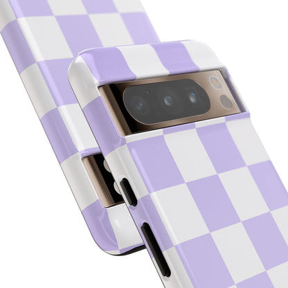 Lavender Checkerboard Phone Case | Pastel Aesthetic Checkered iPhone & Samsung Tough Case